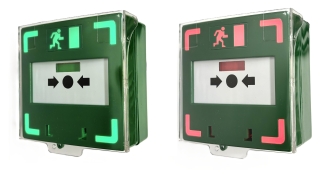 NCP-110 Ovilukon hätälaukaisupainike, ledeillä, kuitattava (ilman tekstiä)