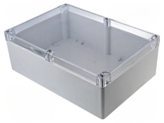 Kytkentäkotelo IP65 sähkötekniikan- ja elektroniikan sovellutuksiin, kirkas kansi